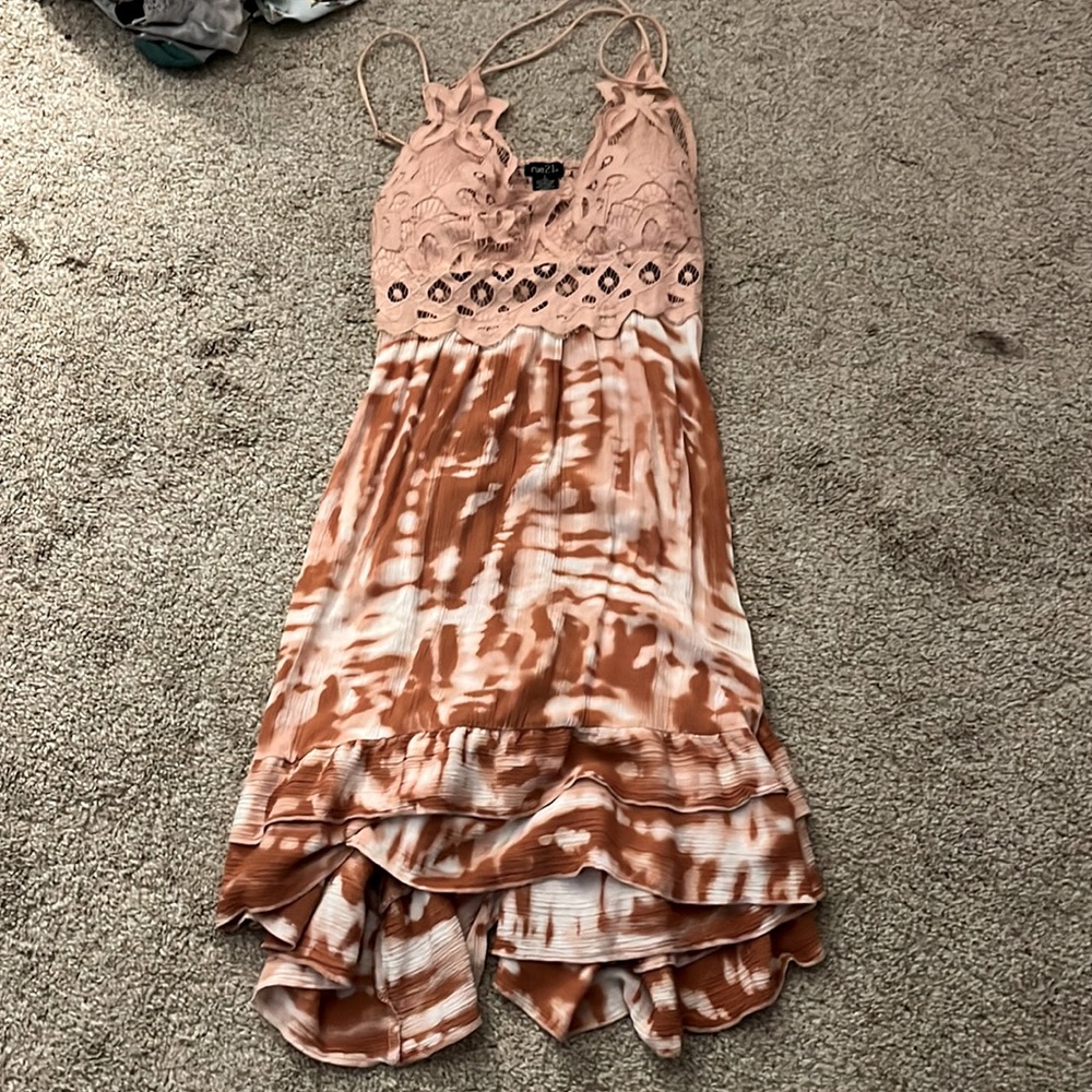 flowy dress, orange and white tye dye, Rue21, size L
